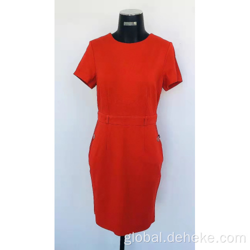 Women's Knit Red Dress Women's knit elegant fashion dress Supplier